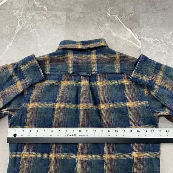 Orvis Shirt Mens Medium Blue Green Plaid Flannel Heavyweight Button Up Pockets - Picture 7 of 9